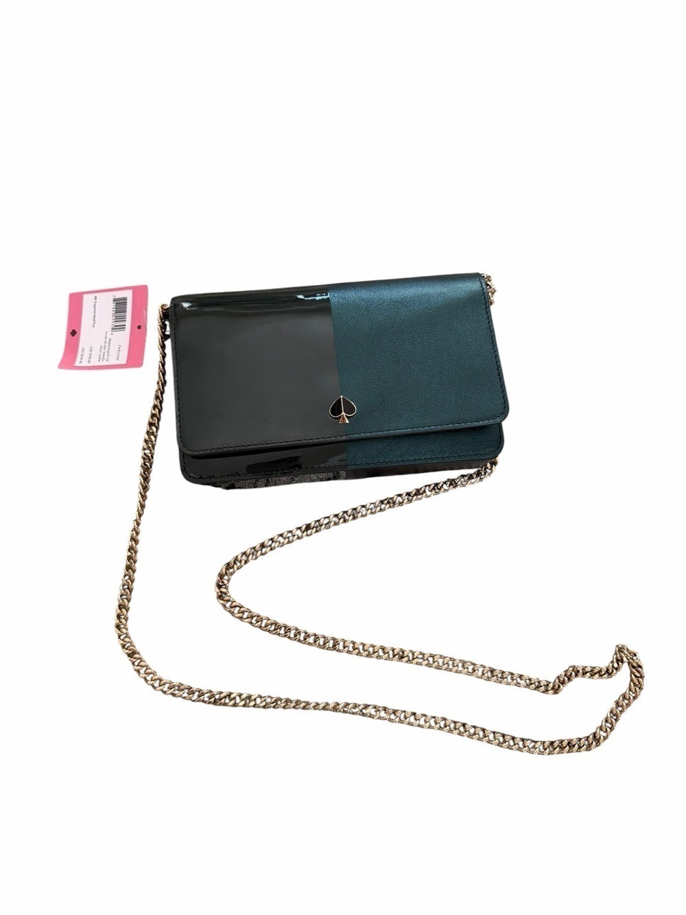 kate spade NWT Nicola Bi-Color Patent & Leather Deep Evergreen Chain Crossbody